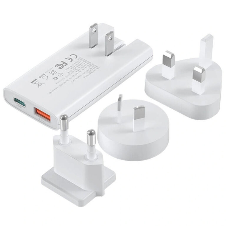 Ładowarka sieciowa USB-A USB-C GaN Ultra 65 W - biała (1)
