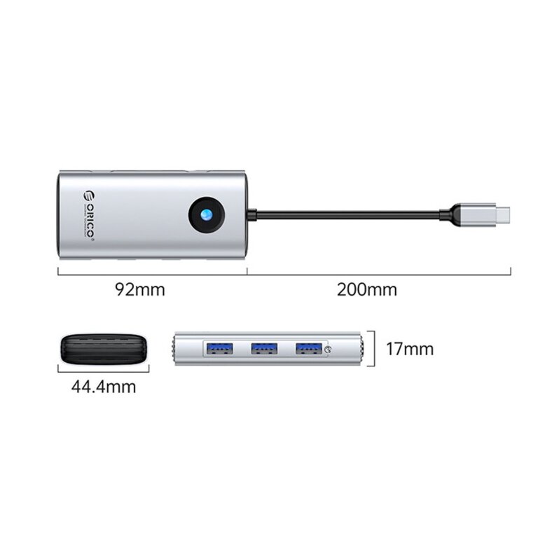 Stacja dokująca 6w1 USB-C - USB-A USB-C HDMI PD 100 W 4K 30Hz - srebrna (2)