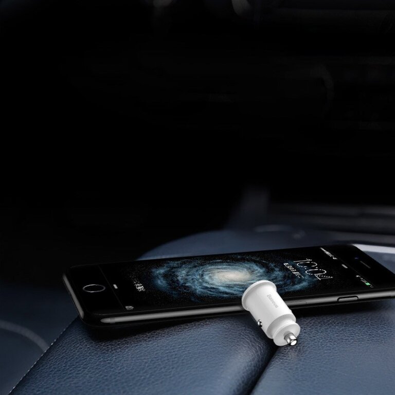 Mini ładowarka samochodowa do telefonu 2x USB Grain Car Charger biały (7)