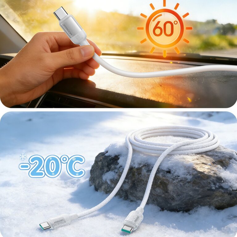 Kabel przewód USB-C Lively Series 60 W 1.2 m - biały (7)