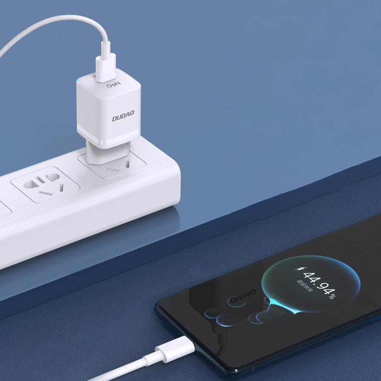 Ładowarka sieciowa GaN 33W PPS USB-C USB-A biała (3)