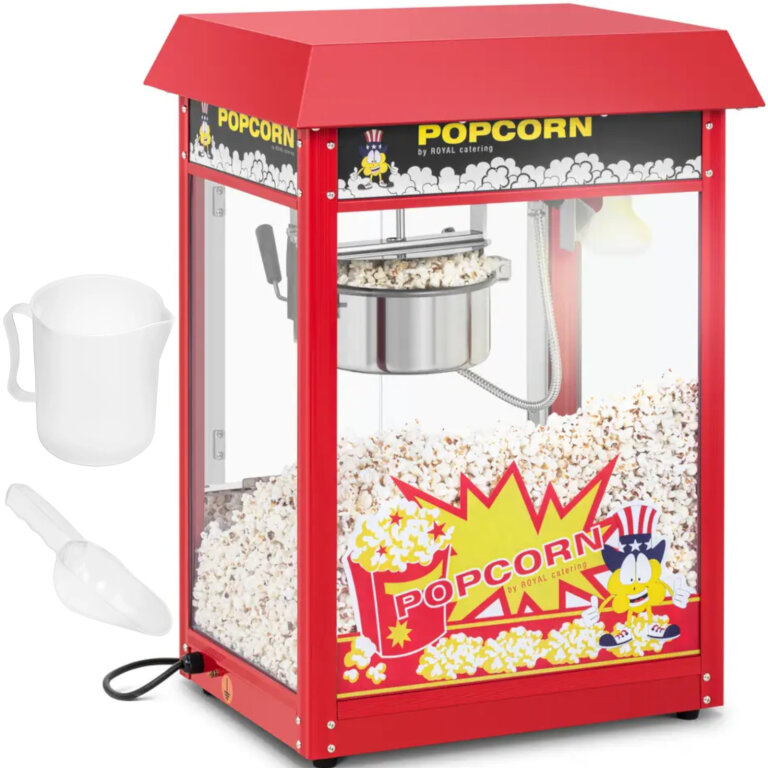 Maszyna urządzenie do prażenia popcornu retro TEFLON 1600 W 5-6 kg/h - czerwona (1)