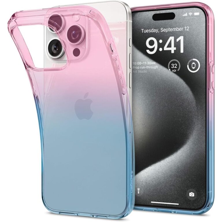 Etui case na iPhone 15 Pro Liquid Crystal - różowo niebieskie (1)
