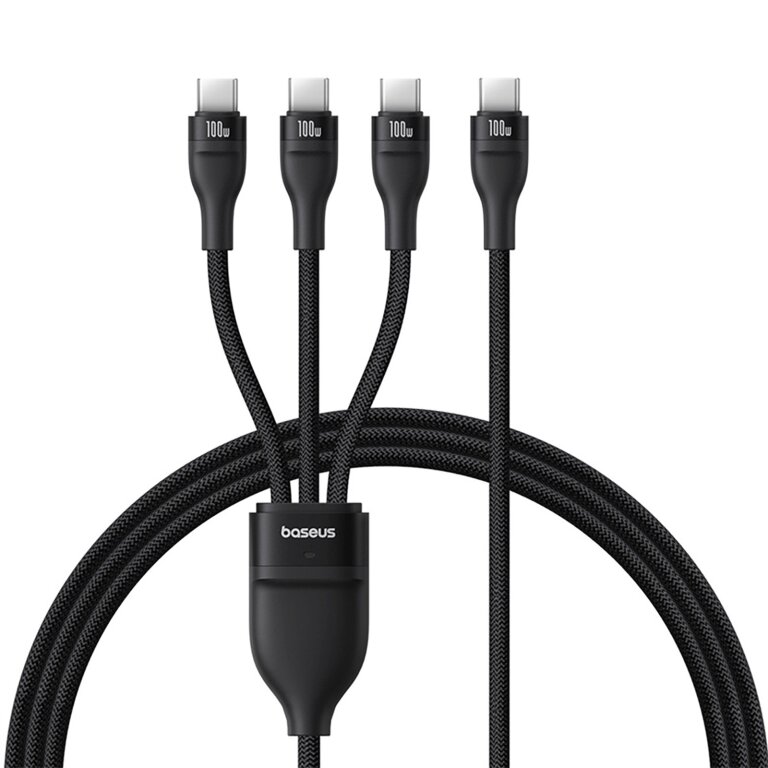 Kabel przewód 3w1 USB-C Flash Series 3 100W 1.5m - czarny (1)