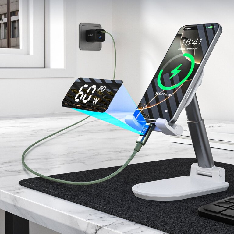 Kabel przewód USB-C z wyświetlaczem PD 60 W 1.2 m - zielony (5)