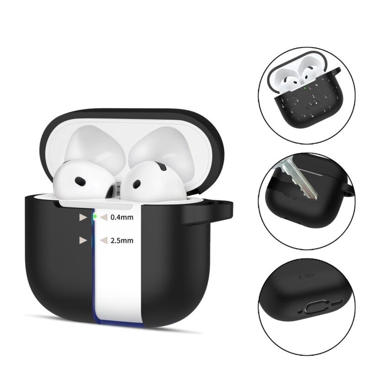 Etui pokrowiec na Apple AirPods 4 Silicone Hook - czarne (2)