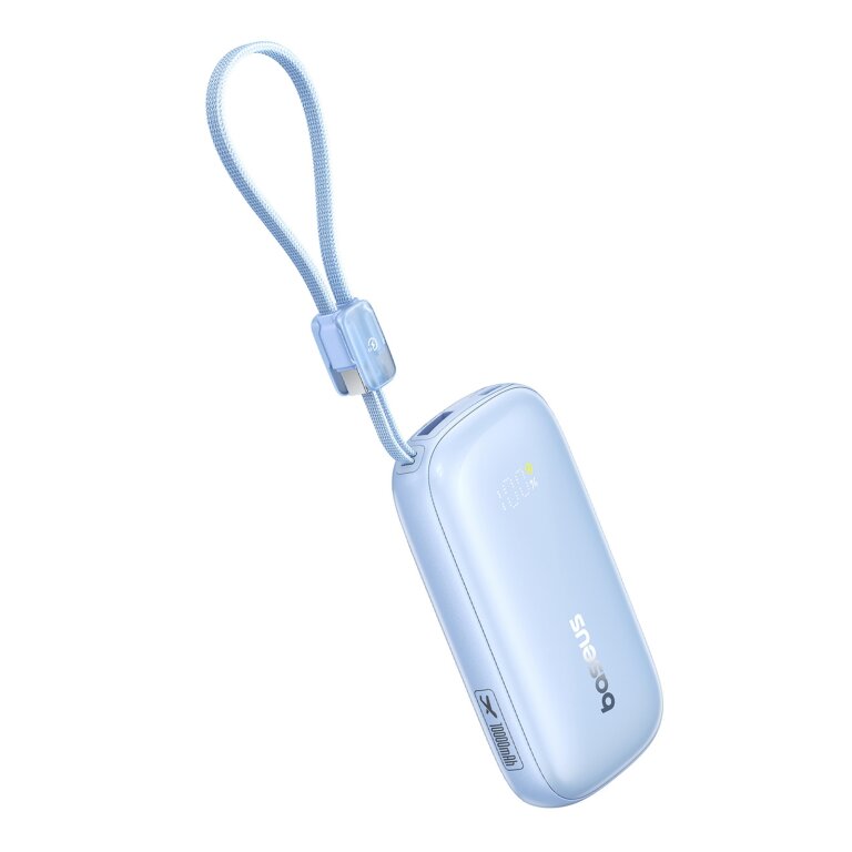 Powerbank 10000mAh 45W z kablem USB-C iPhone Lightning - niebieski (3)