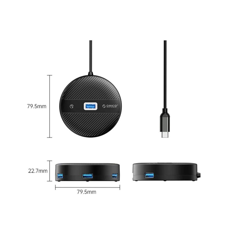 Hub adapter 4-portowy USB-C - USB-A 0.3 m - czarny (2)