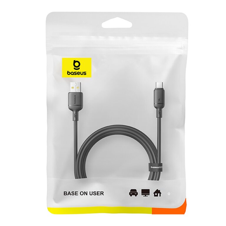 Kabel przewód USB-A - USB-C Silky 3A 1m - czarny (2)