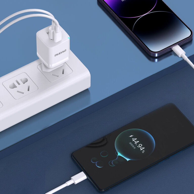 Ładowarka sieciowa GaN 33W PPS USB-C USB-A biała (5)