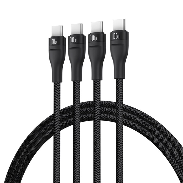 Kabel przewód 3w1 USB-C Flash Series 3 100W 1.5m - czarny (2)