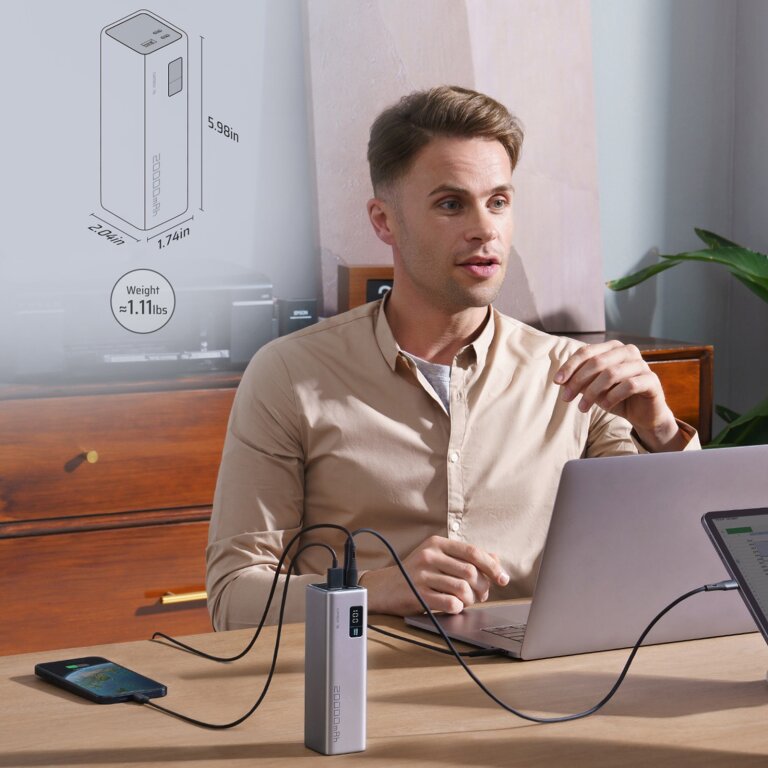 Powerbank 20000mAh USB-C USB-A 100W - szary (3)