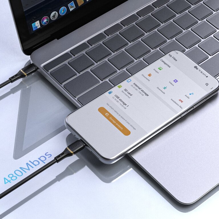 Kabel przewód USB-C - iPhone Lightning w silikonowym oplocie 30W 1m - czarny (2)