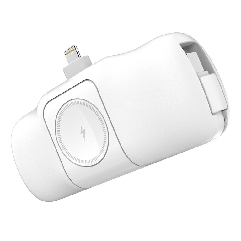 Mini powerbank 5000mAh 15W iPhone Lightning i ładowarką do Apple Watch - biały (2)