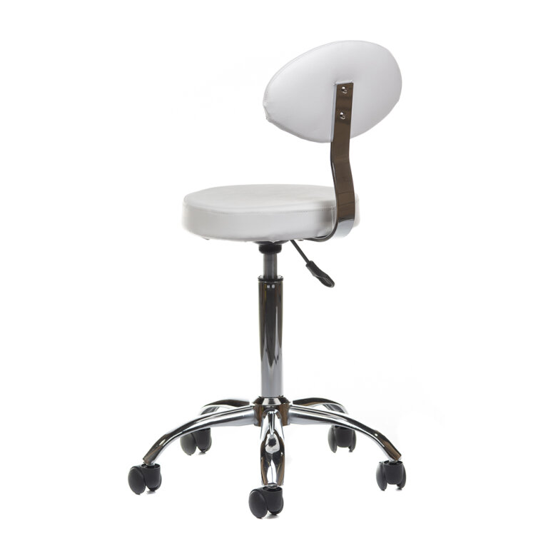 Taboret kosmetyczny z oparciem BH-7289 Biały (4)